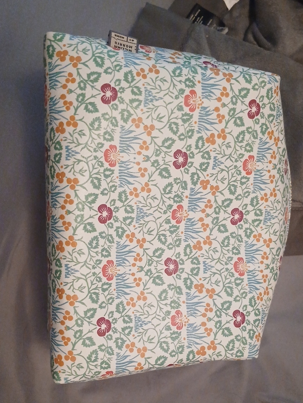 Floral Pattern Make Up Bag- White with Green, Orange, Blue, and Pink